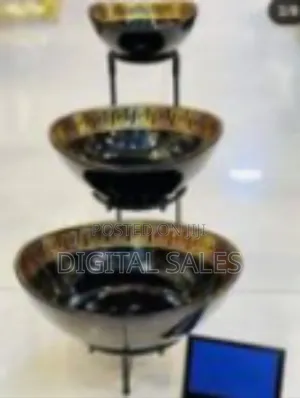 Elegant Tiered Serving Bowl Set With Metal Stand -Multicolor