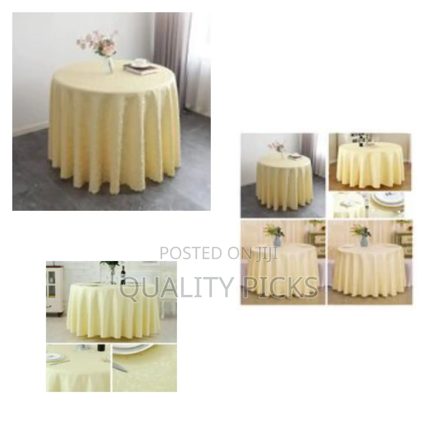 Multicolour Table Covers Flower Beige Yellow Round 300cm