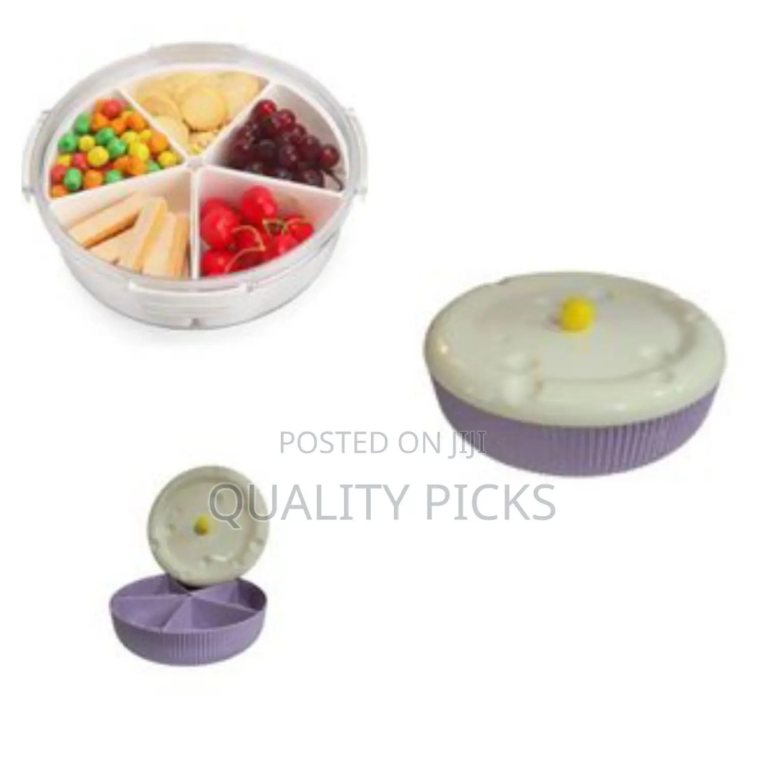 Divided Serving Tray Plate With Lid, Removable Divided Platter