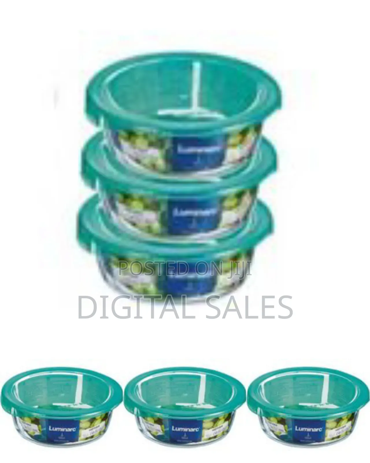 Set of 3 Round Glass Food Storage Containers