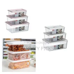3 Pieces of Plastic Food Storage Container Boxes-Colourless