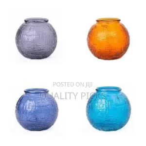Round Orange Textured Vase Glass