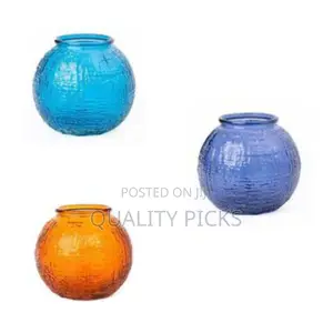 Round Orange Textured Vase Glass