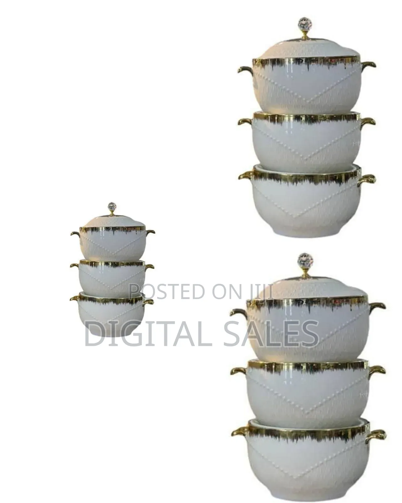 Elegant Stacking Ceramic Serving Dishes / Tureens Set