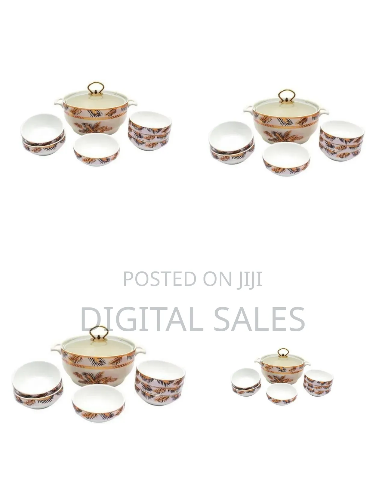 Elegant Gold Palm Leaf Ceramic Serving Set