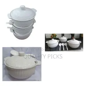 Set of Ceramic Serving Dishes With Spoons