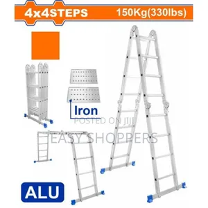 Wadfow Multi-Purpose Aluminum Ladder 4x4 Steps Foldable Ladder