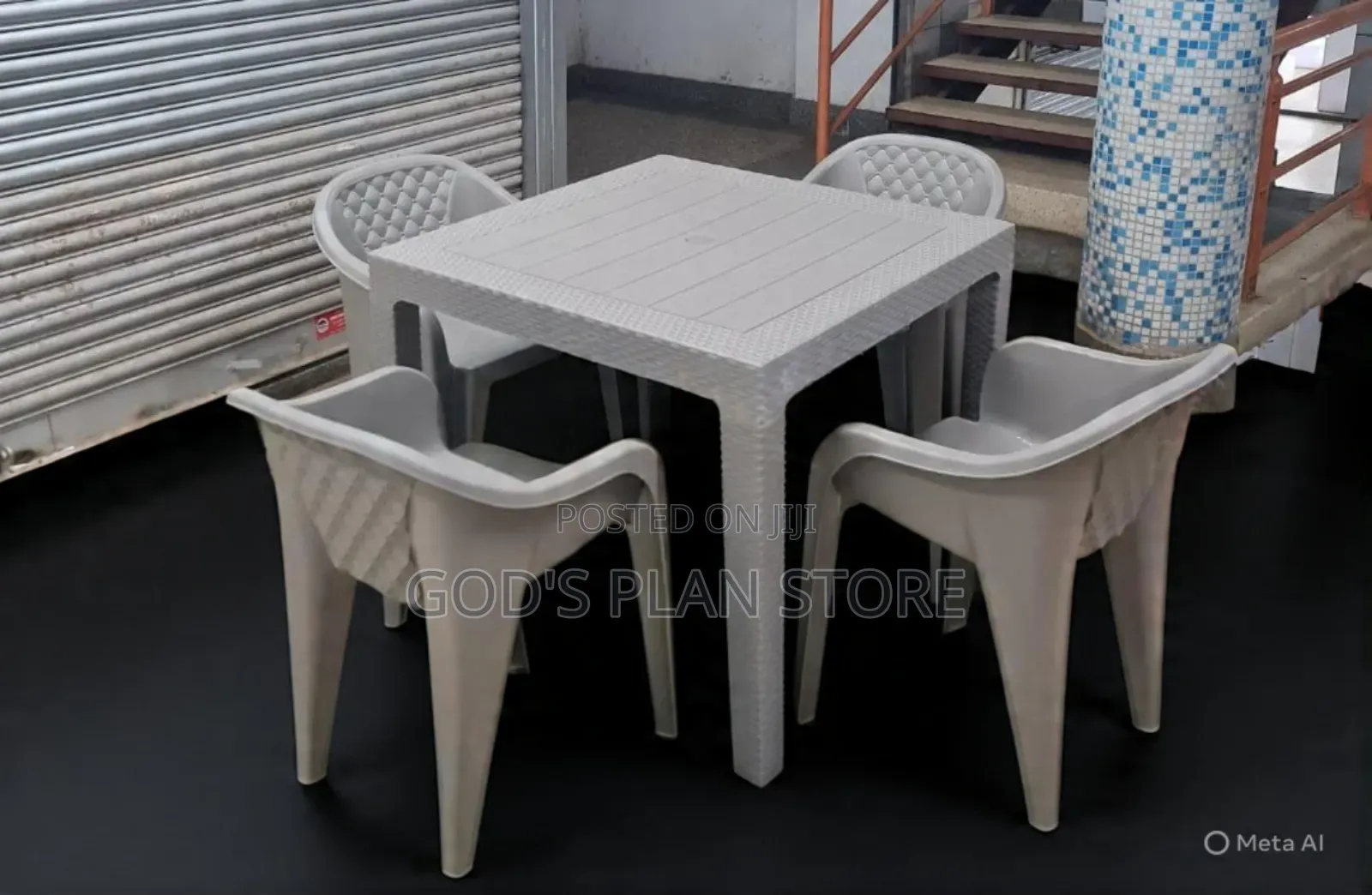 Matted Back Plastic Chairs and Table Plastic Chairs and Table