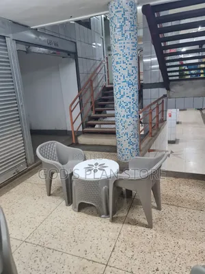Balcony Sofa Chairs and Plastic Table Set