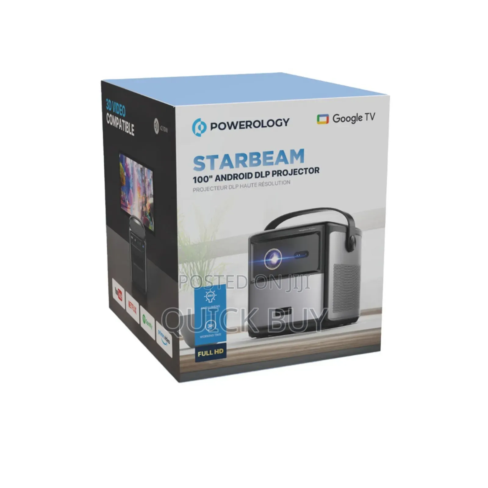 Powerology Starbeam 100" Google DLP Rechargeable Projector - Black