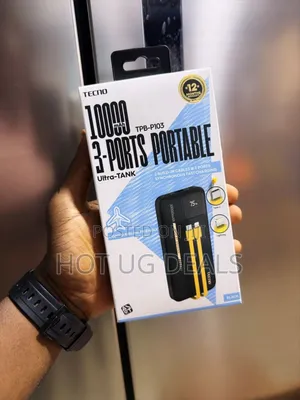 Tecno Powerbank 10000mah Led Display In-built Cables Type C,Lightening
