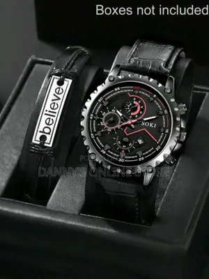 Men's Casual Fashion Round Quartz Watch With Pu Braided Strap