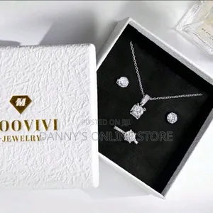 3pcs Set Stainless Steel Necklace, Earrings, Ring With Cubic