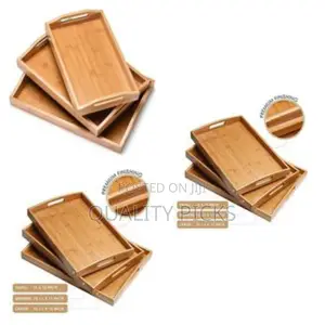 3 PCS Wooden Bamboo Tray Set