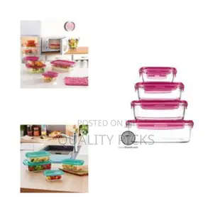 Luminarc Set of 4 Rectangular Glass Food Storage Containers With Lids