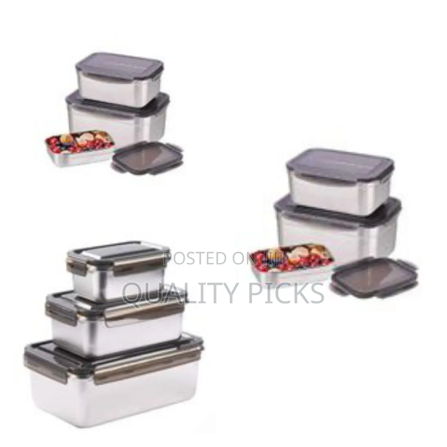 3 PCS 304 Stainless Steel Food Container Set