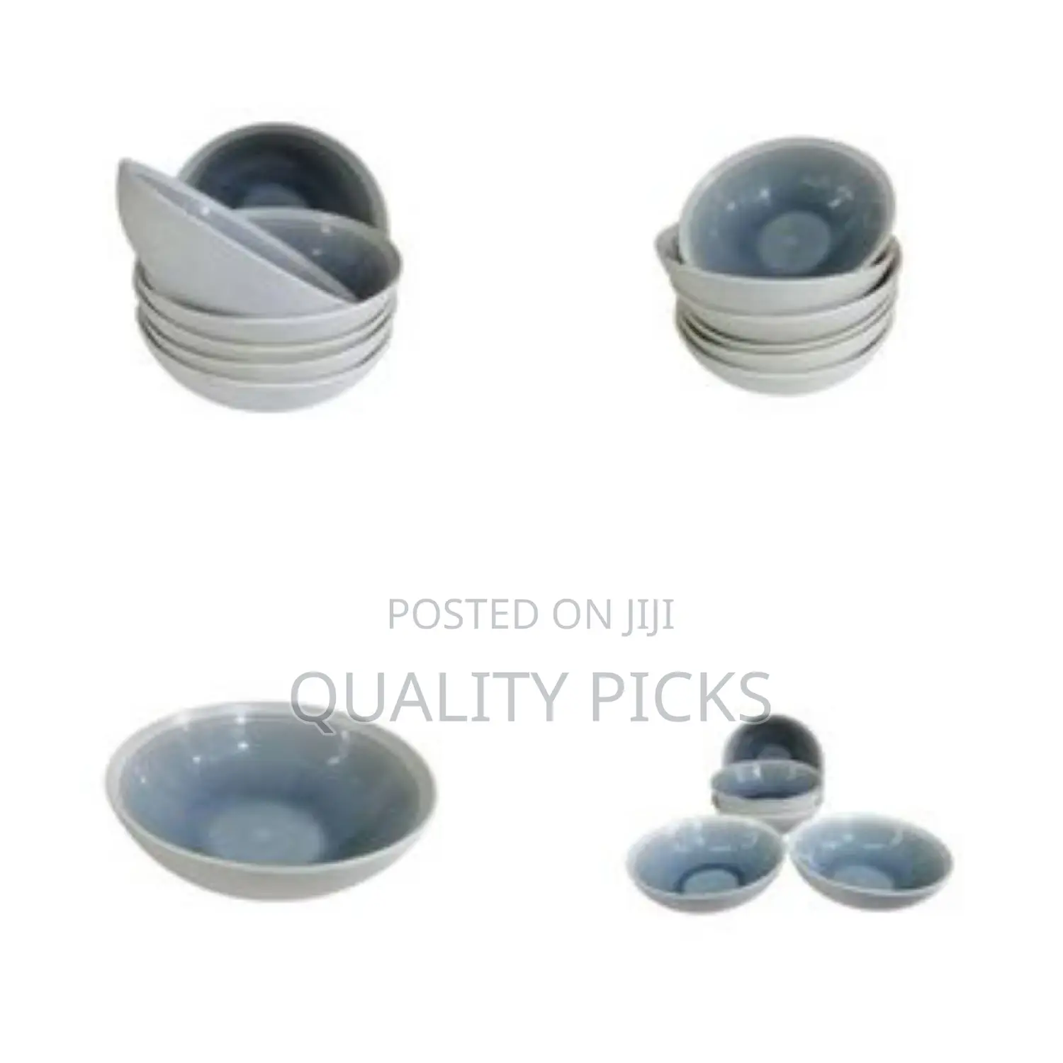 6 Piece Stoneware Large Soup Plates Grain Salad Bowls Kitchen Set