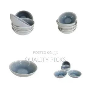 6 Piece Stoneware Large Soup Plates Grain Salad Bowls Kitchen Set