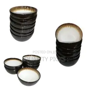 6 Piece Brown Lined Stoneware Grain Bowls Kitchen Set, 22oz Ceramic