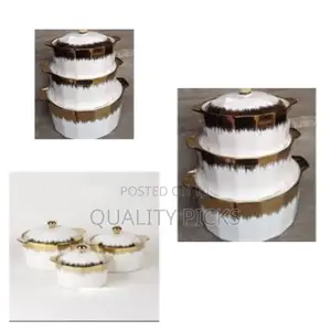 3pcs Ceramic Serving Dishes With Gold Rim