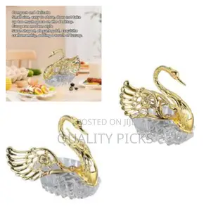 Golden Swan Shaped Compact Crystal Sugar Bowl
