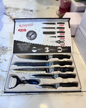 Non Stick Marble Coding Ceramic 6 Pcs Knife Set -white/Black