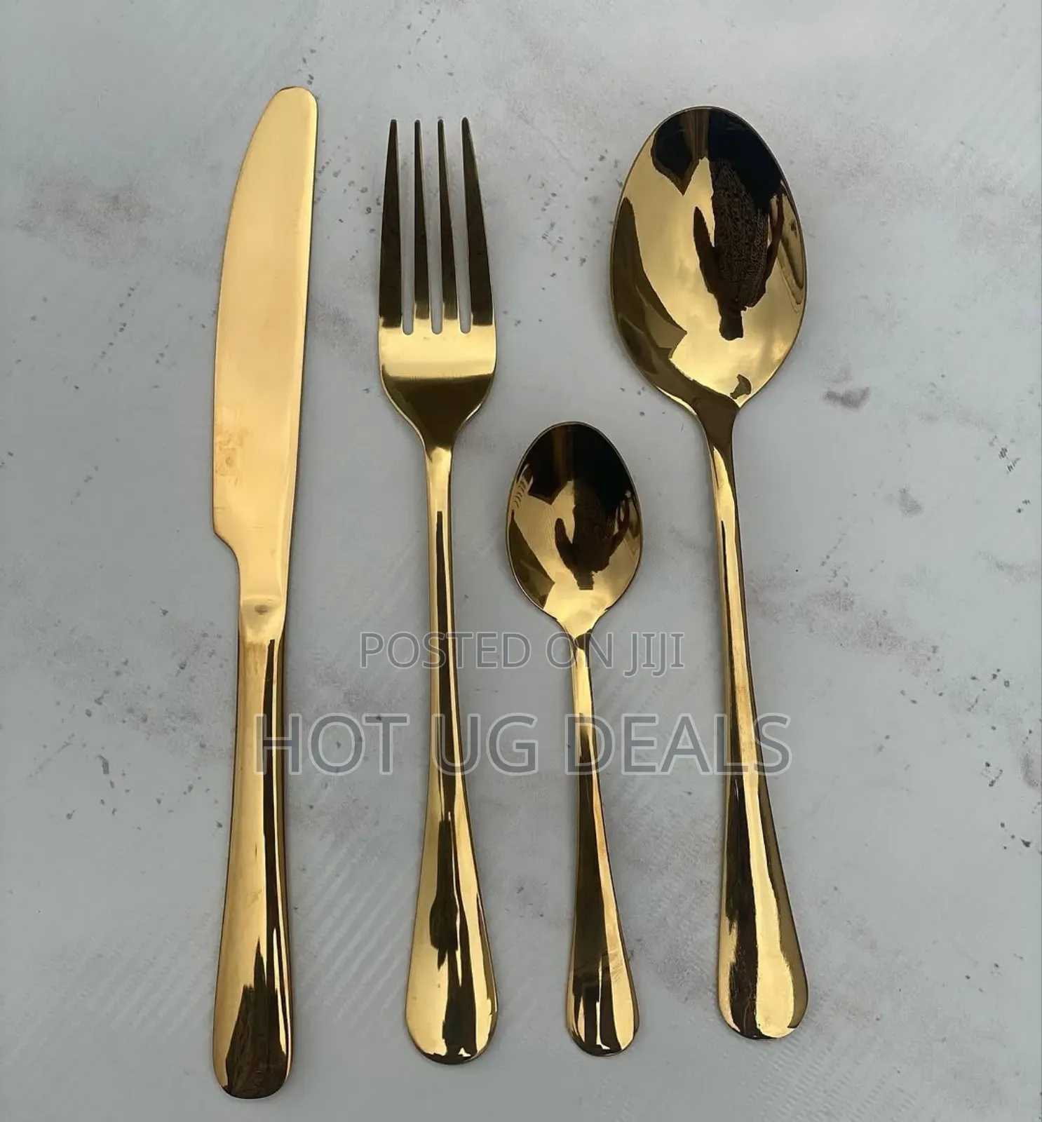 24pcs Stainless Steel Cutlery Set With Stand - Gold