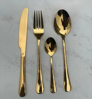 24pcs Stainless Steel Cutlery Set With Stand - Gold