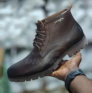 Men’S Dark Tan Fendi Formal/Gentle Leather Boots