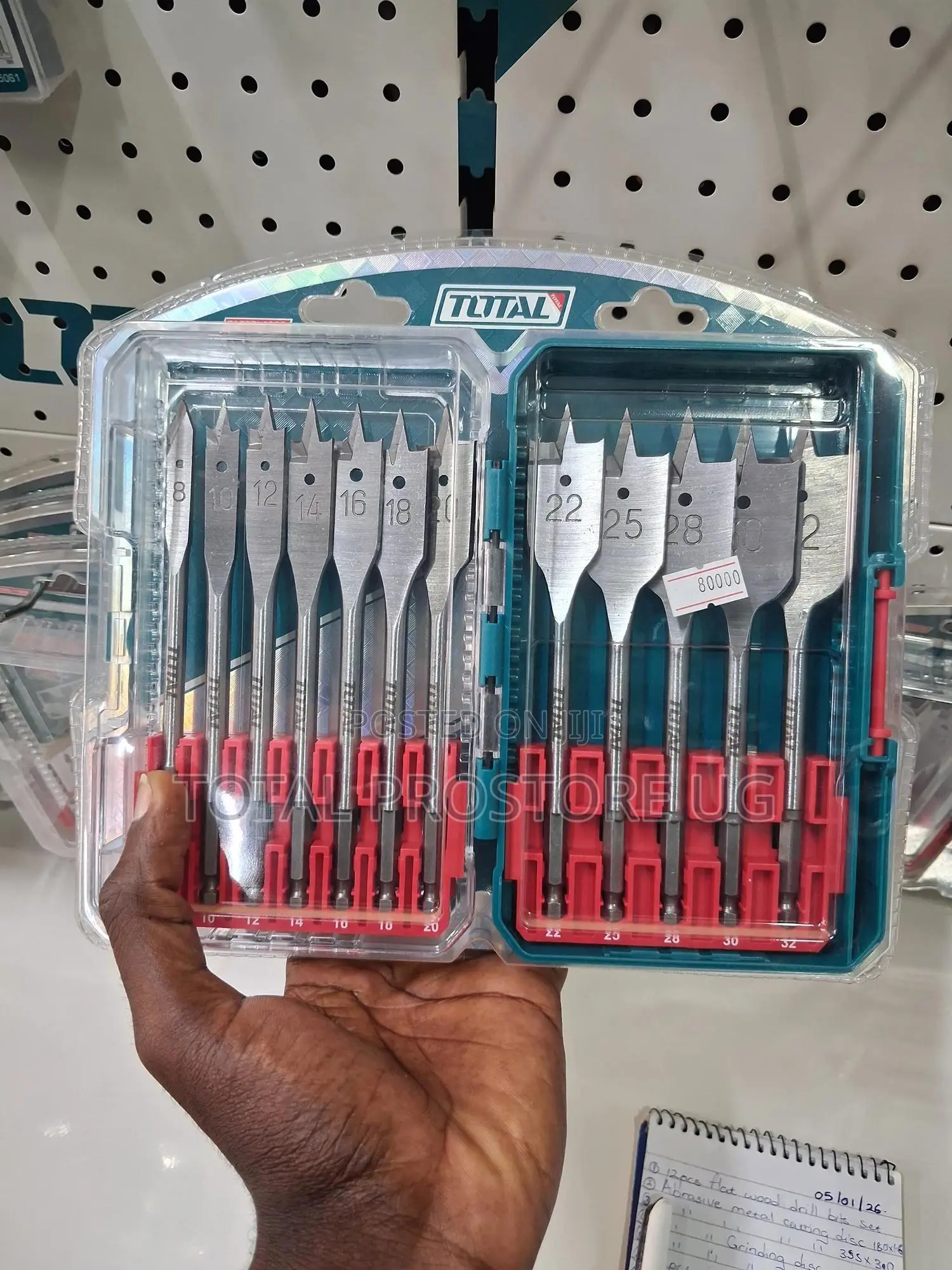12 PCS Flat Wood Drill Bits Set.