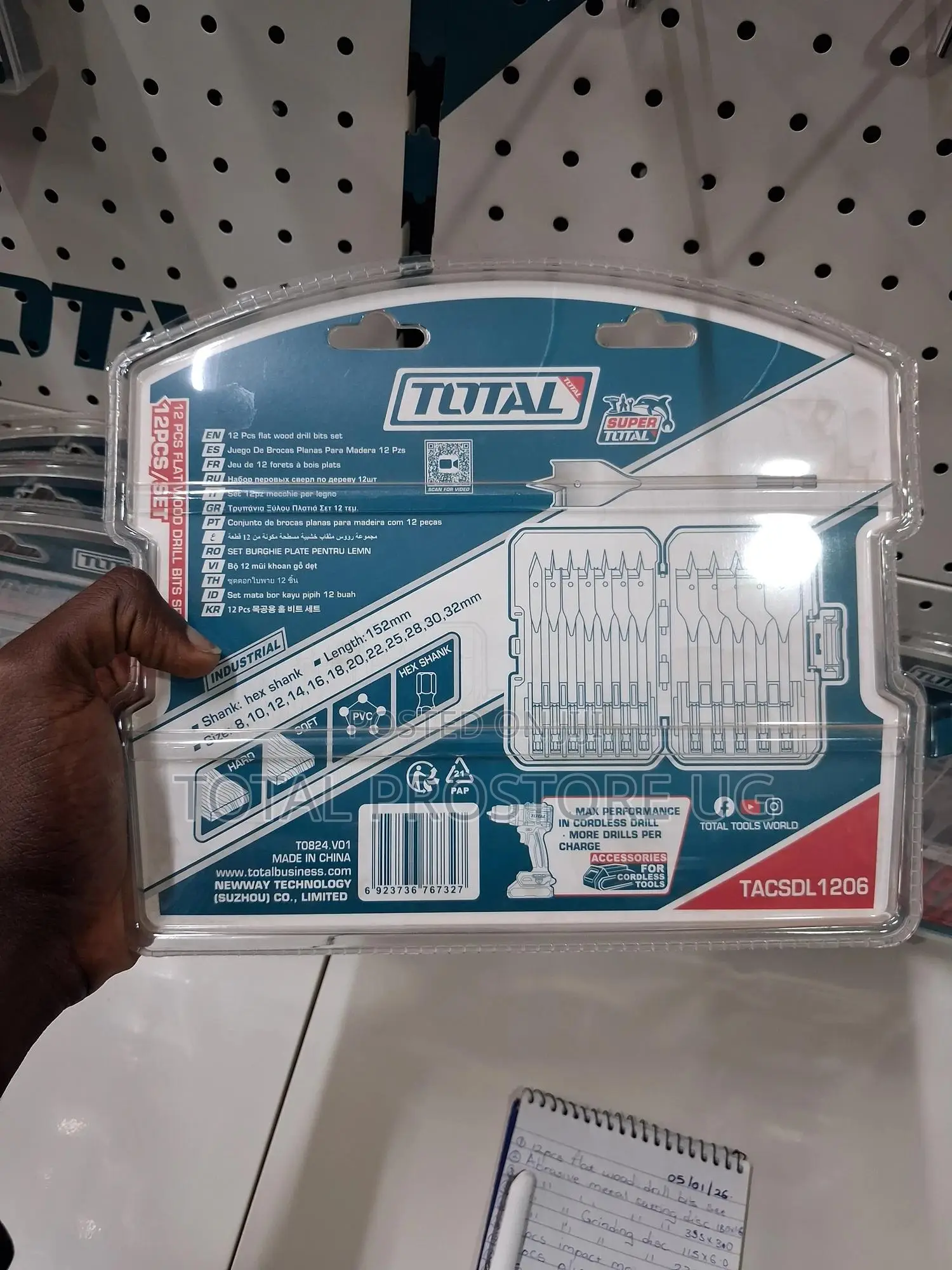 12 PCS Flat Wood Drill Bits Set.