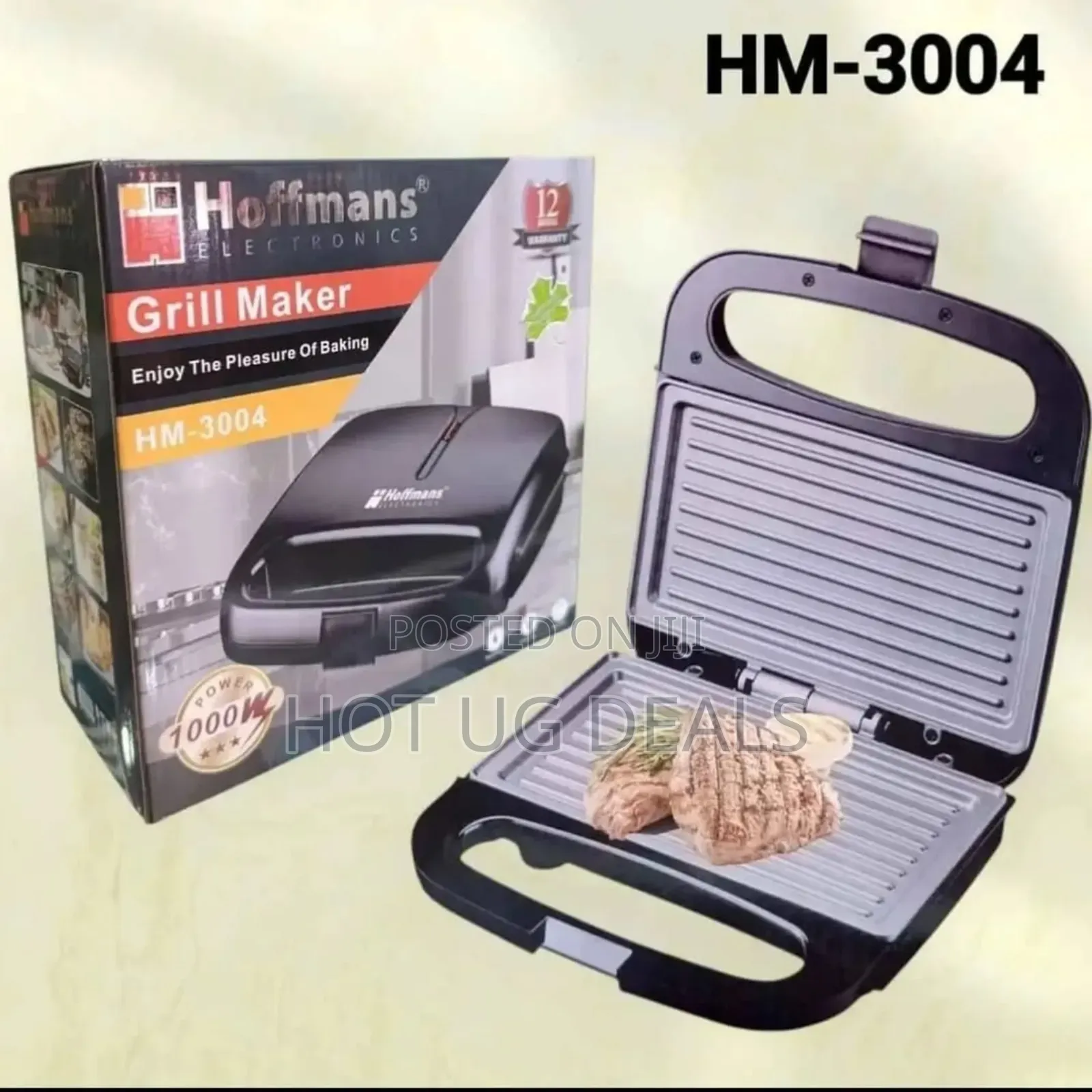 Hoffmans 1000w Electric Grill Maker - Black