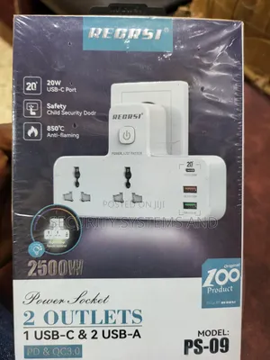 Power Socket Extension With 2 Usb Pockets and 1 Type C Port
