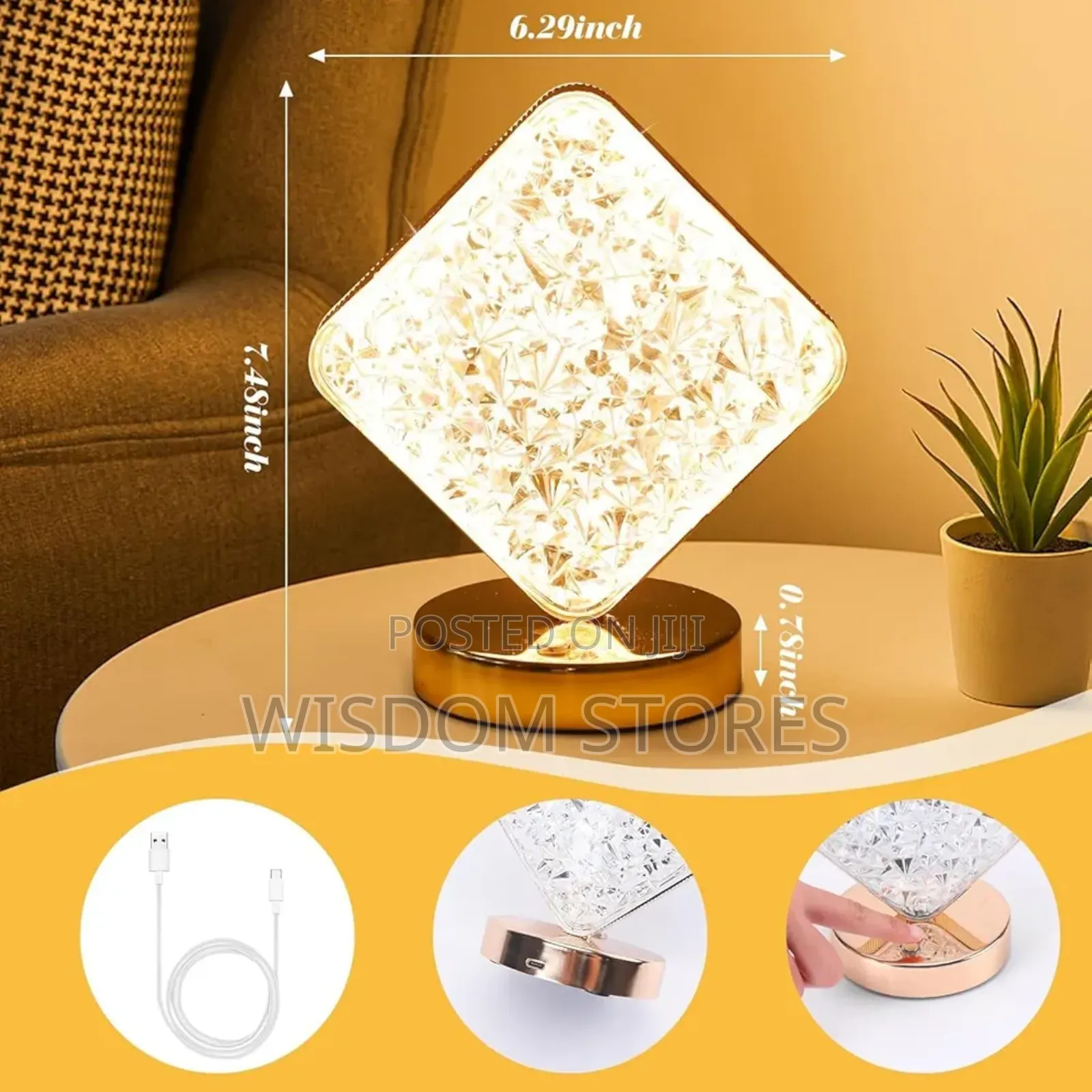 Square Shape Crystal Lamp