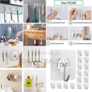 Heavy-Duty Transparent Adhesive Wall Hangers (Set of 10) - Multicolor