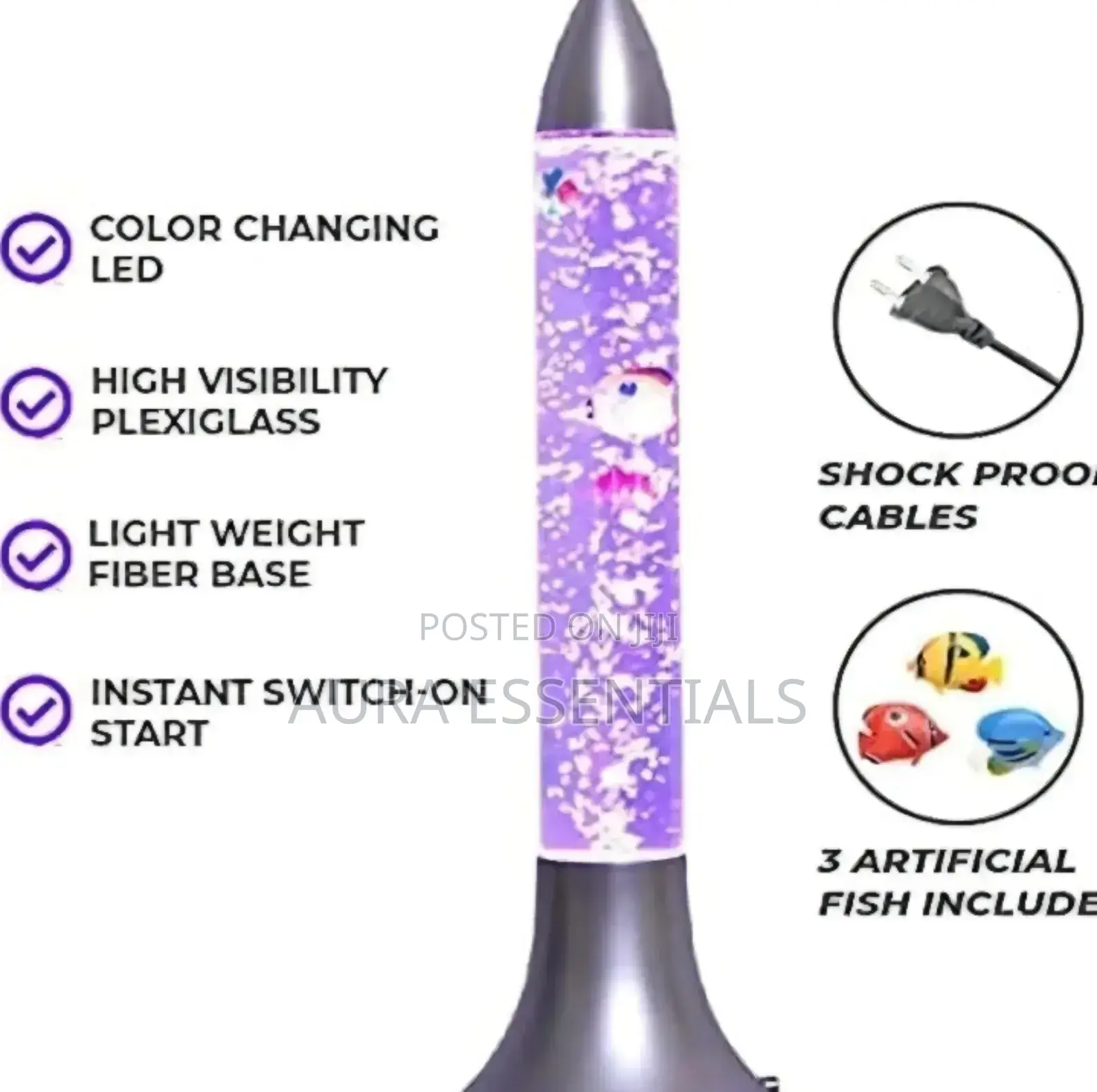 Rocket-Shaped Led Bubble Fish Lamp