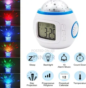 Music and Starry Sky Calendar Projection Alarm Clock