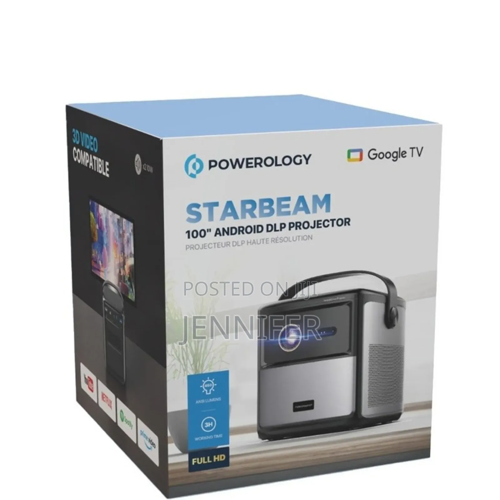 Powerology Starbeam 100" Google DLP Rechargeable Projector - Black