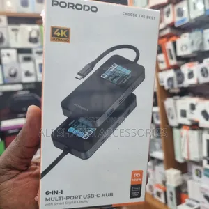 Porodo 6 in 1 Multi Port Usb-C Hub With Smart Display