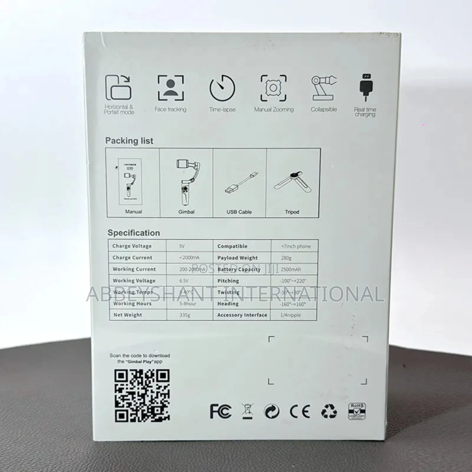 3-Axis Gimbal Rechargeable With Auto Face Tracker