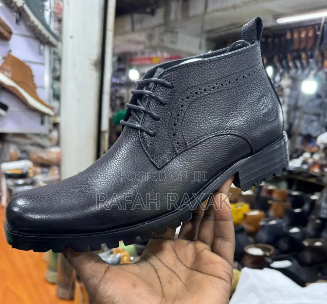 Original Black Timberland Premium Leather Formal Ankle Boots