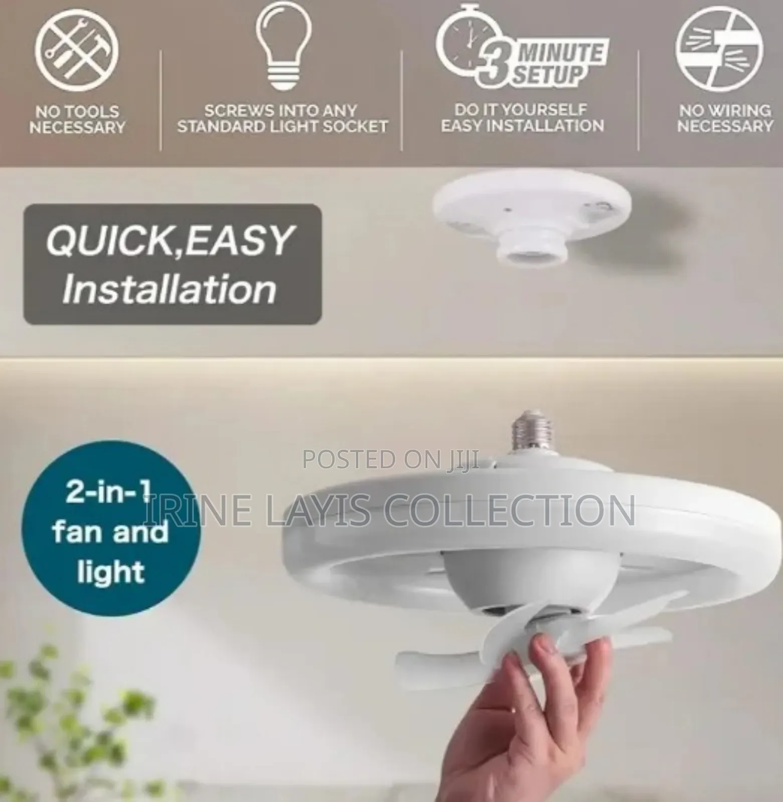 RGB Silent Led Ceiling Fan Lamp 360 Rotation Light With Remote Control