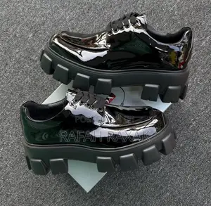 Original Prada Monolith Shinny Mirror Lace Up Chunky Sole Shoes