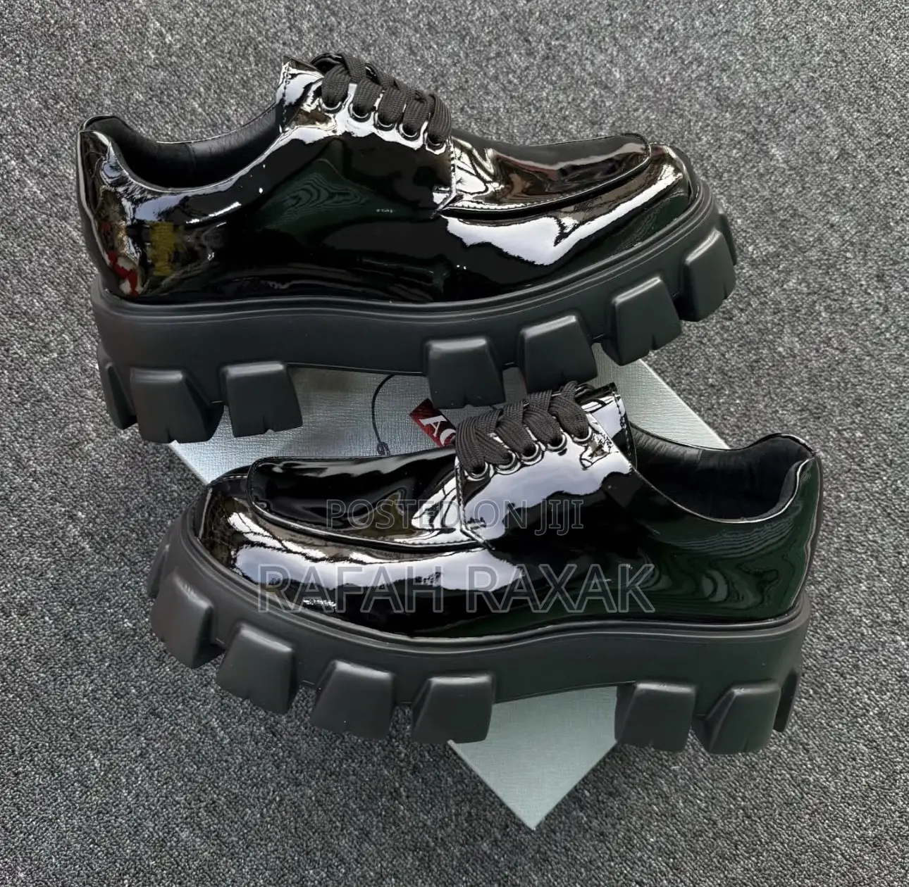 Original Prada Monolith Shinny Mirror Lace Up Chunky Sole Shoes