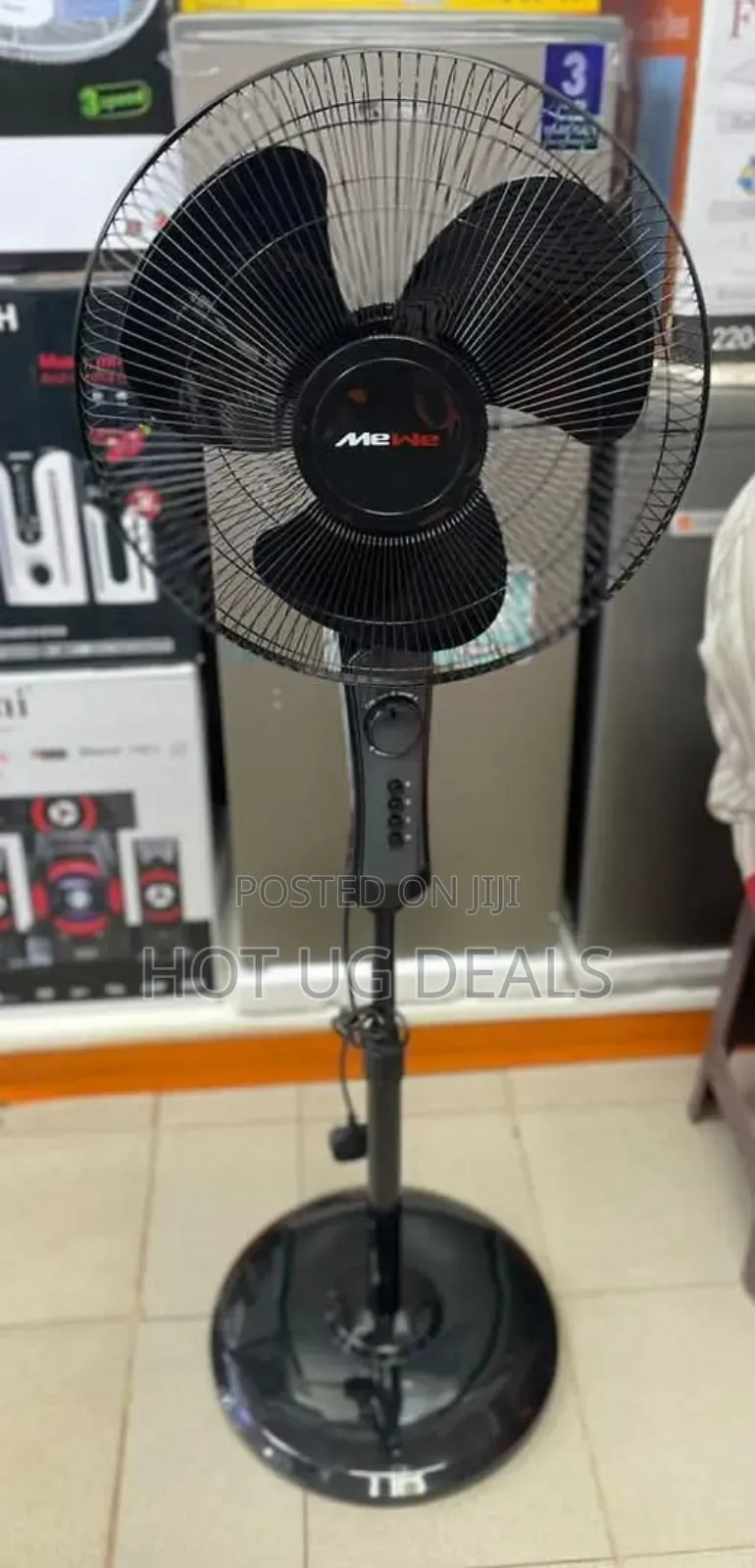 Mewe Electric Stand Fan 3 Speed Oscillating - Black