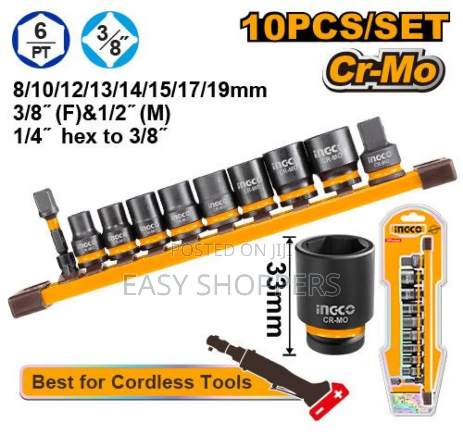 10 PCS 3/8"Dr. Impact Socket Set