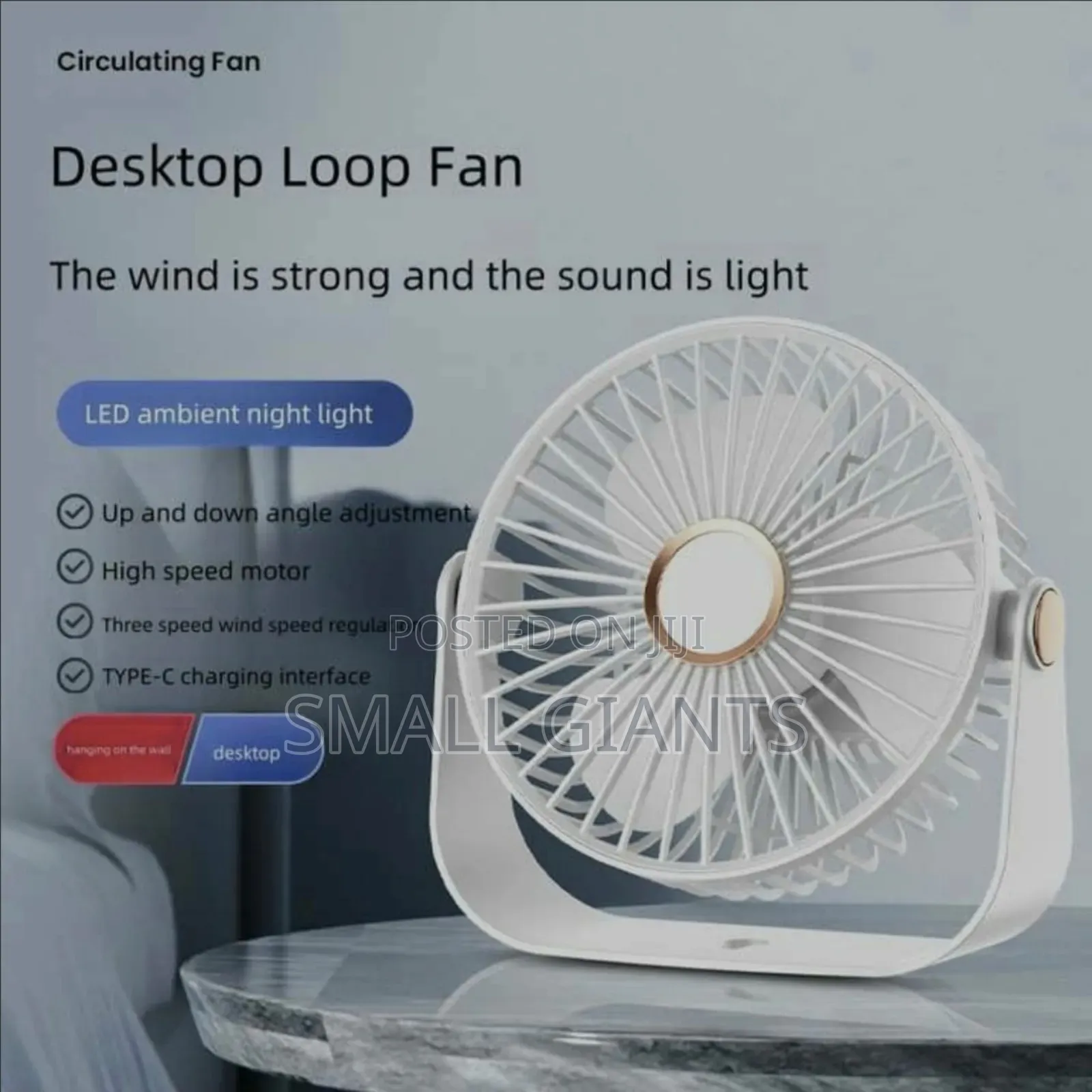 Usb Rechargeable Air Circulation Desk Fan.