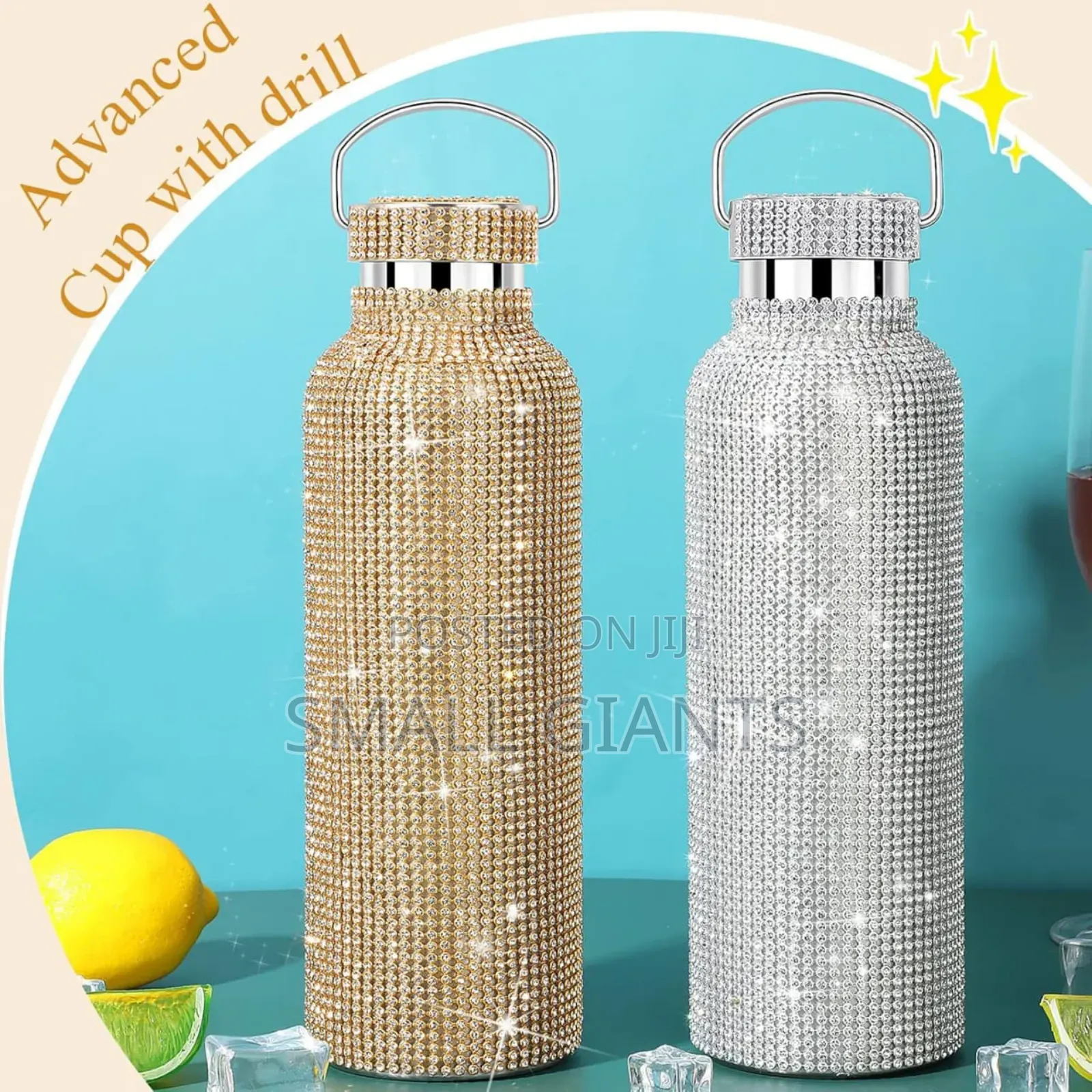 Sparkling Rhistone Covered Stainless Steel Water Bottle