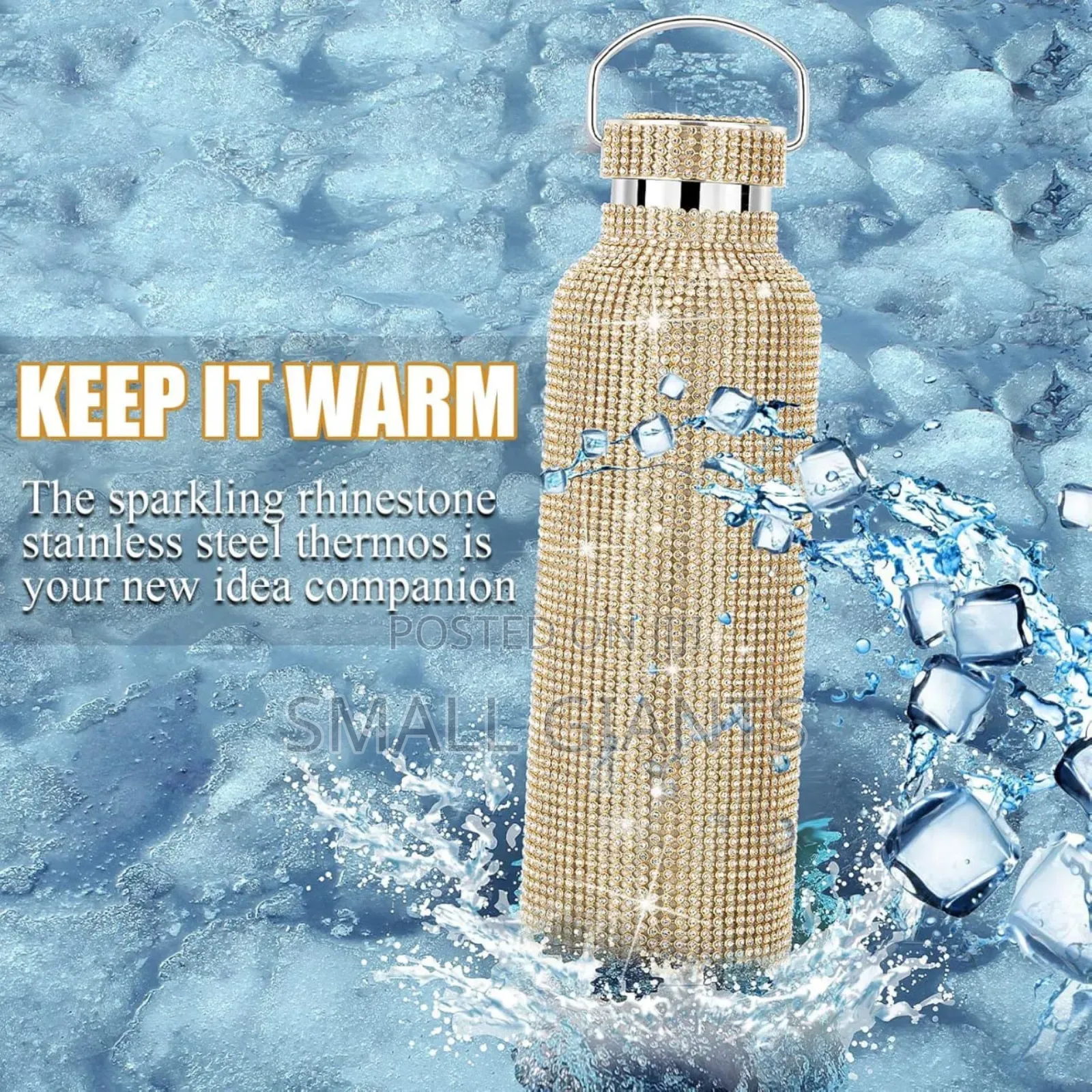 Sparkling Rhistone Covered Stainless Steel Water Bottle