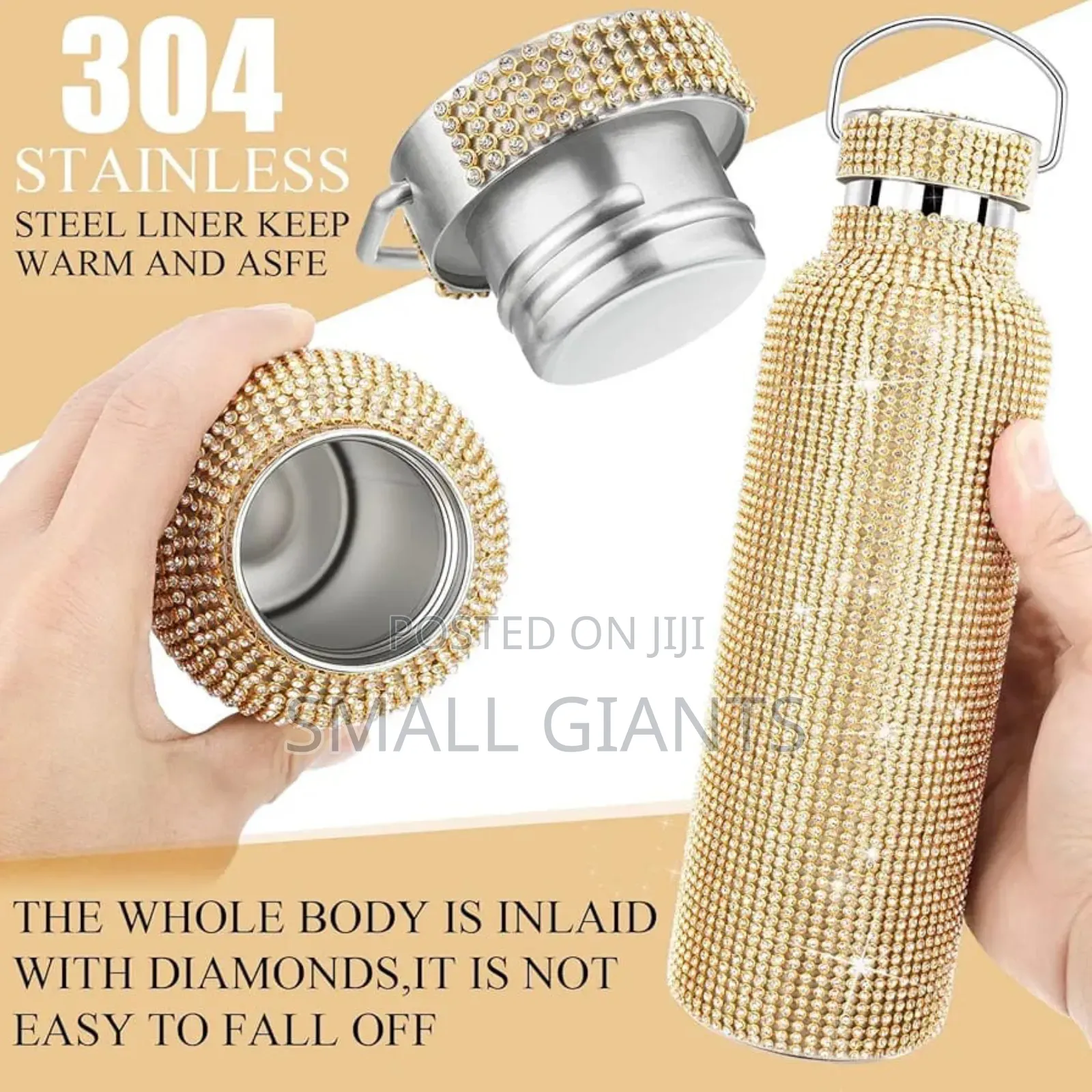 Sparkling Rhistone Covered Stainless Steel Water Bottle